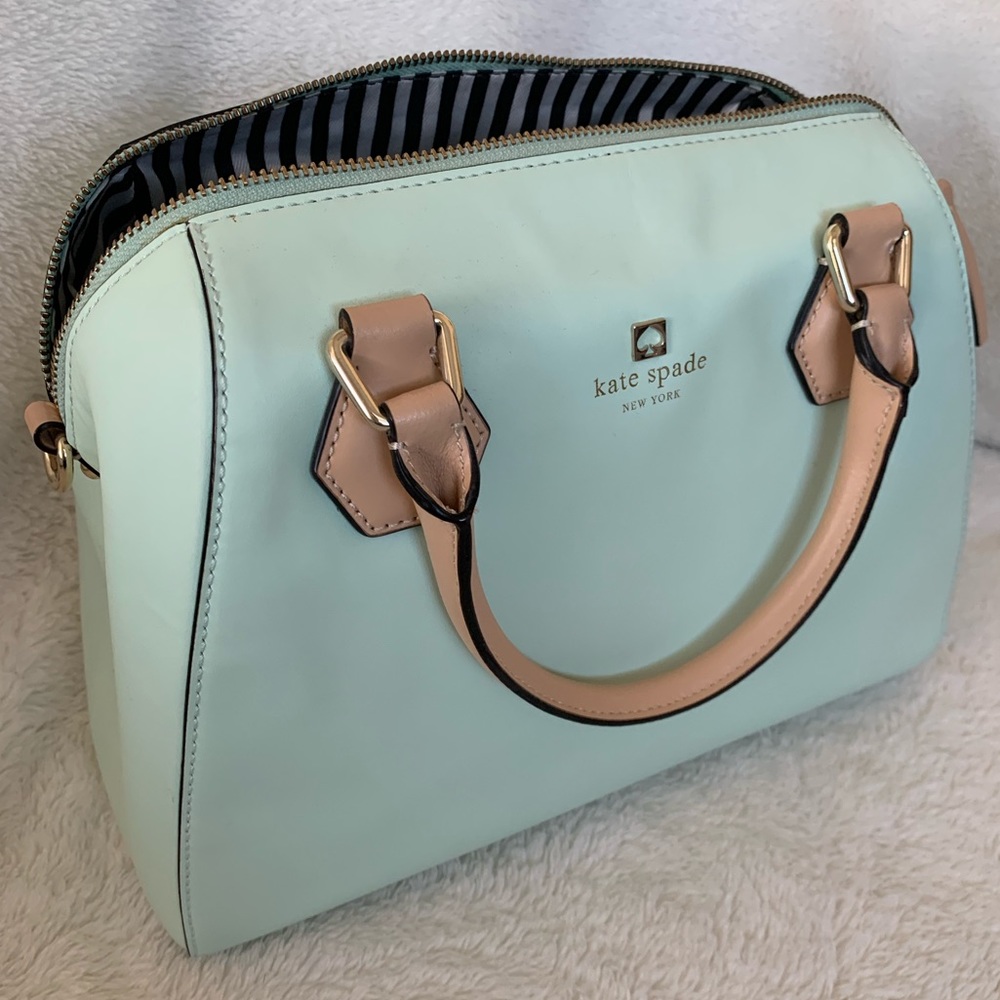 Kate Spade handbag - mint color with tan accents
